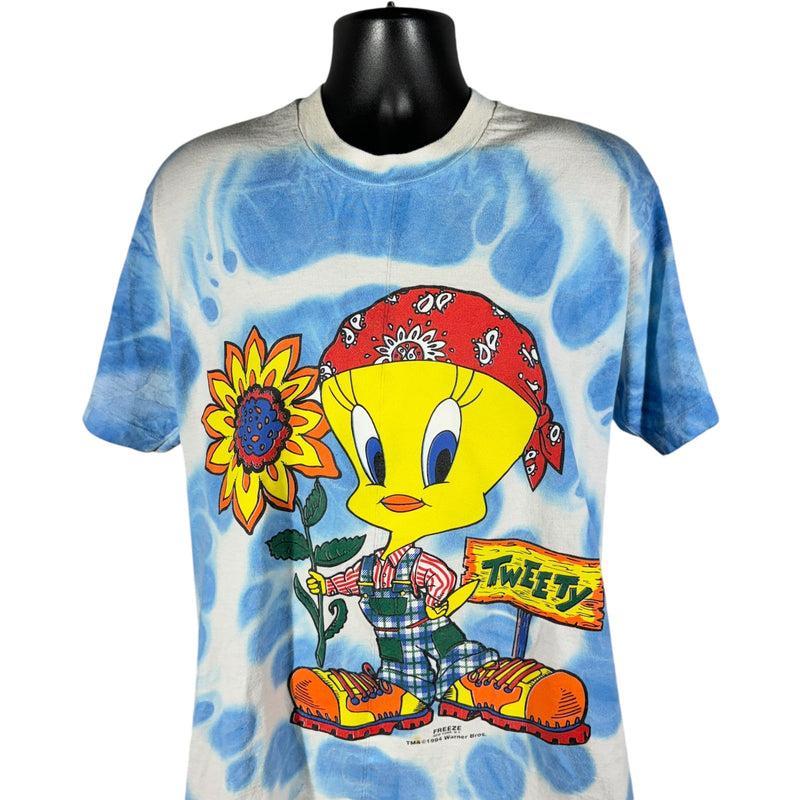 Vintage Looney Tunes Flower Farmer Tweety Tie-Dye Tee 90s