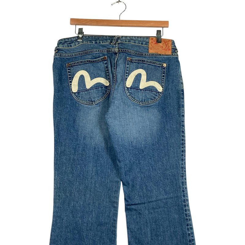 Vintage Evisu Medium Wash Flared Denim Jeans 34