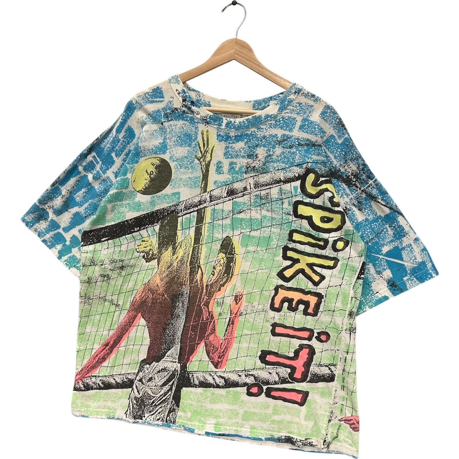 Vintage Spike It Beach Volleyball Double Sided AOP Tee