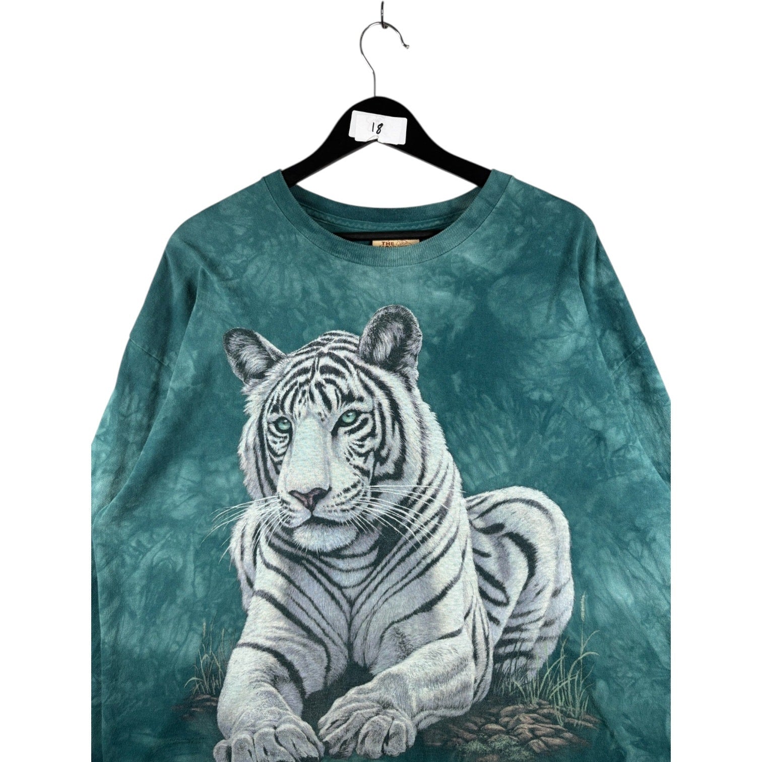 Vintage Tie Dye Tiger Graphic Print Long Sleeve
