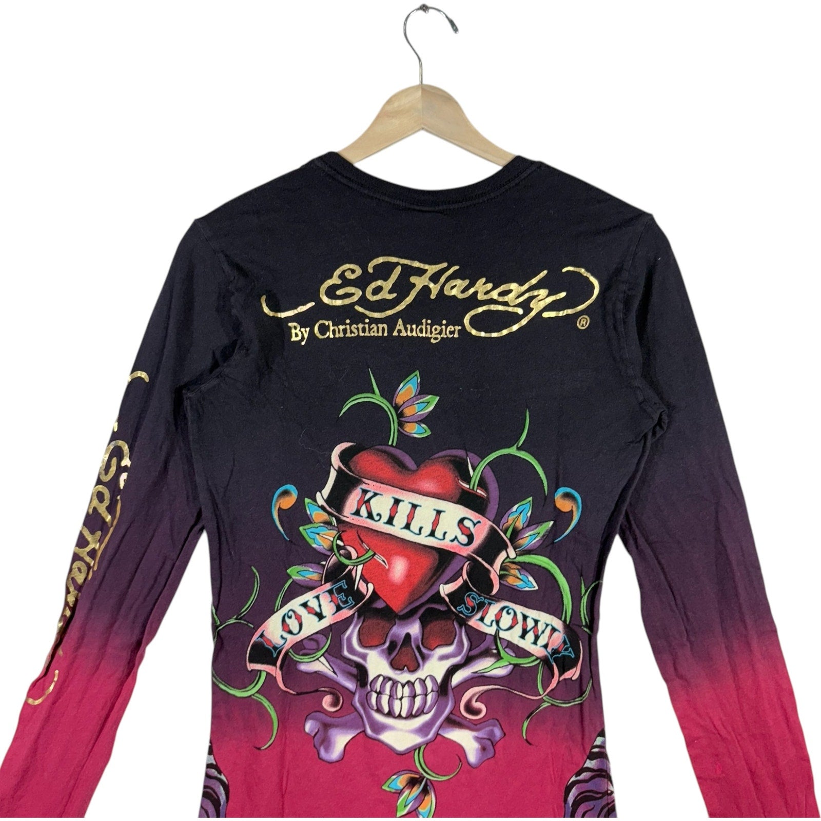 Vintage Ed Hardy "Love Kills Slowly" Ombre AOP Long Sleeve