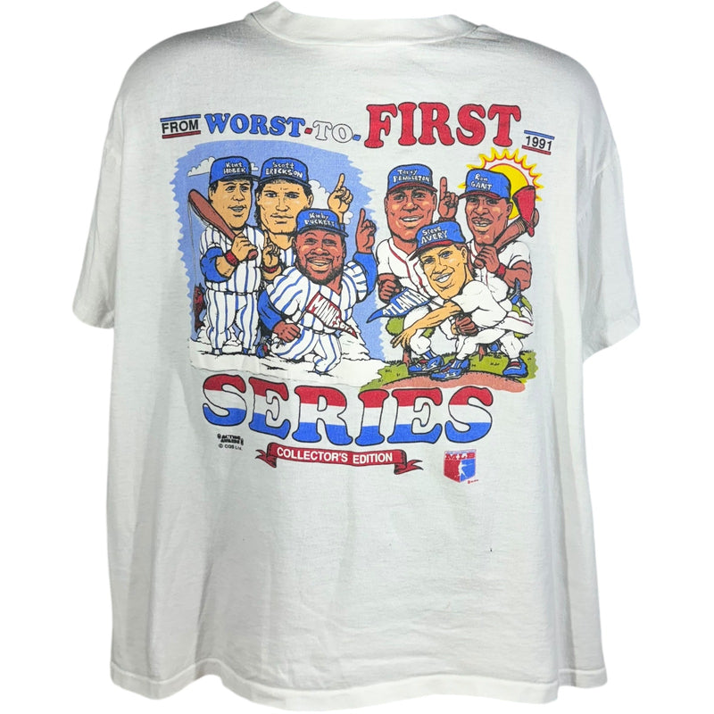 Vintage World Series Twins vs Braves Collectors Edition Caricature Tee 1991