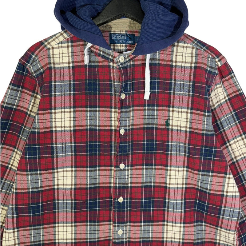Vintage Polo Ralph Lauren Plaid Flannel Hooded Shirt Shacket Jacket