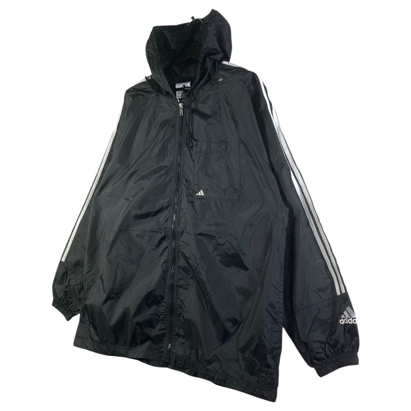Vintage Adidas 3 Stripes Hooded Full Zip Windbreaker
