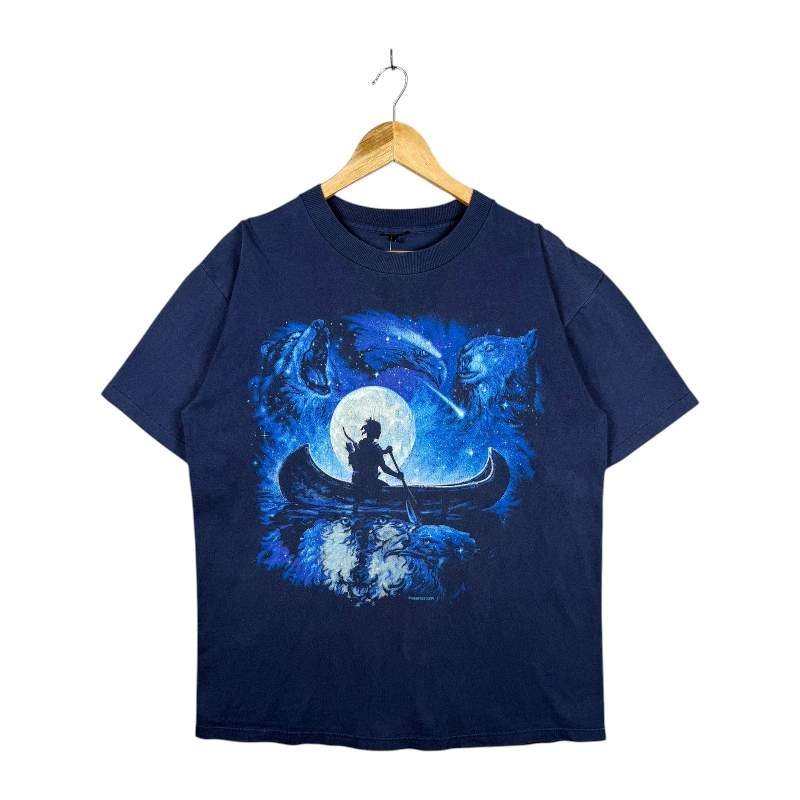 Vintage Spirit Animal Canoe Moon Graphic T-Shirt