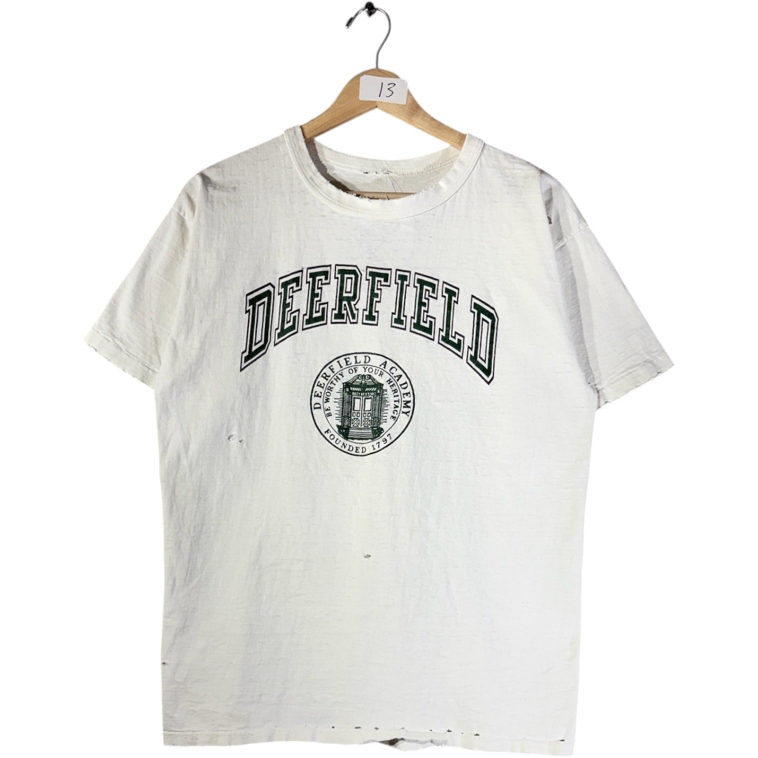 Vintage Deerfield Academy Graphic Logo T-Shirt