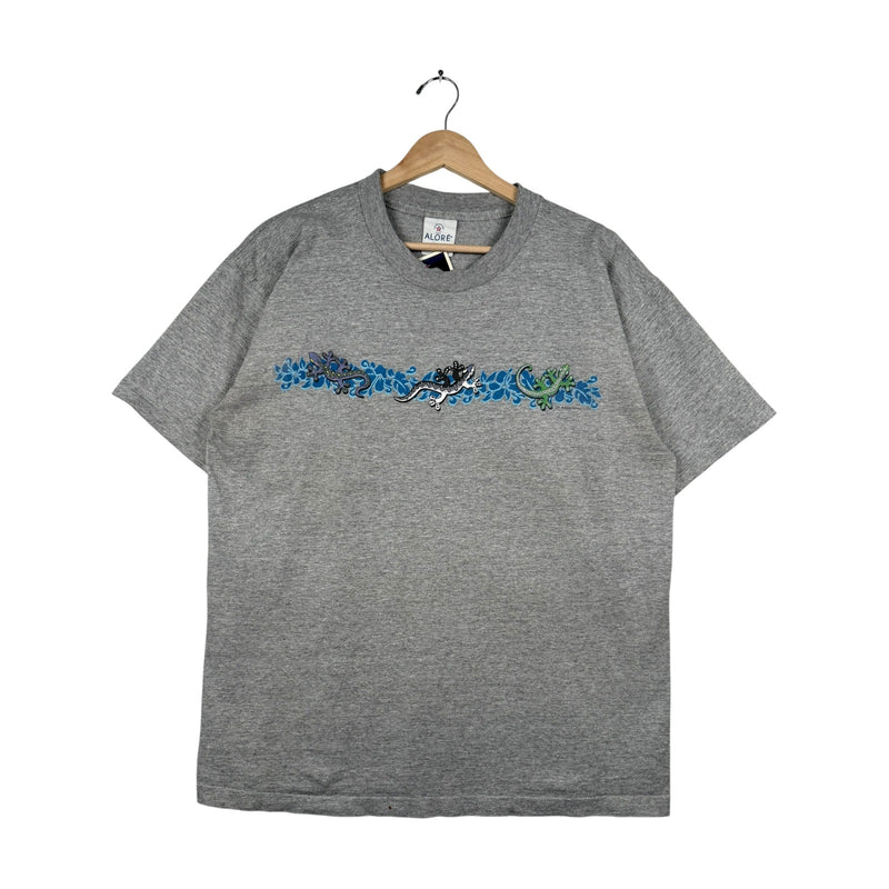 Vintage Alore Lizard Gecko Print Crewneck T-Shirt