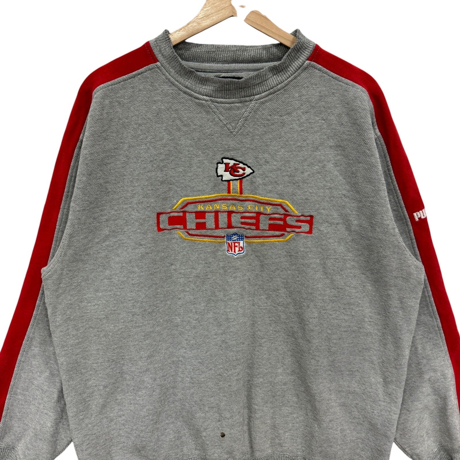 Vintage Puma Kansas City Chiefs Embroidered Spellout NFL Crewneck