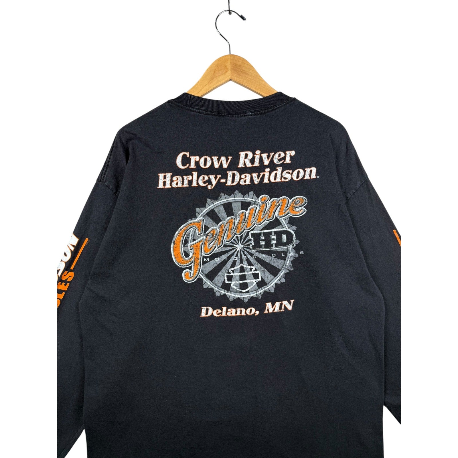 Vintage Harley Davidson Genuine Motorcycles Delano MN Long Sleeve T-Shirt