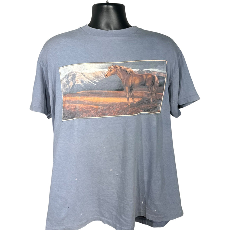 Vintage 3D Emblem Wild Mountain Horse Tee 90s