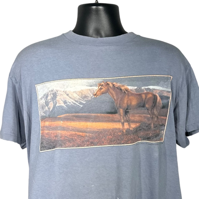 Vintage 3D Emblem Wild Mountain Horse Tee 90s