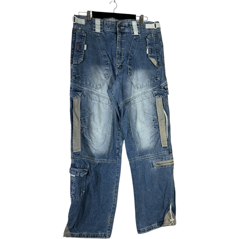 Vintage Jeans Wear Denim Double Knee Cargo Pants 36x32
