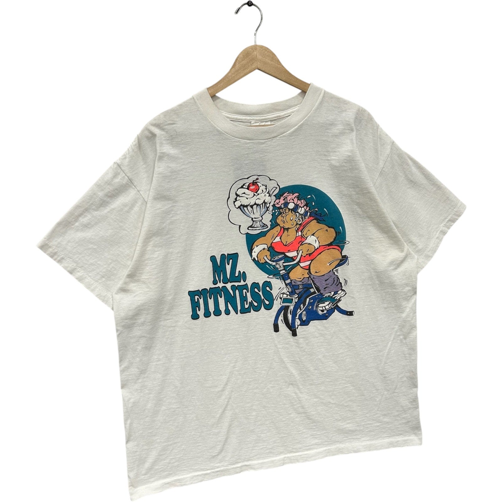 Vintage Mz. Fitness Cartoon Humor Novelty Tee