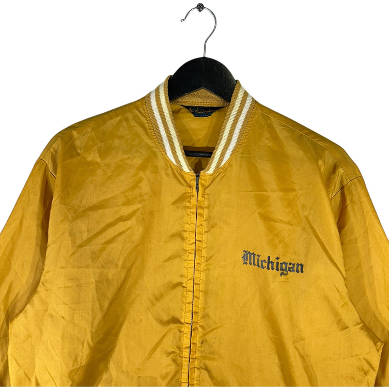 Vintage Champion University Of Michigan Satin Bomber Jacket