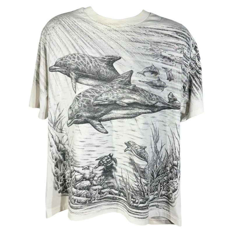 Vintage Bottlenose Dolphin Ocean Life AOP Tee