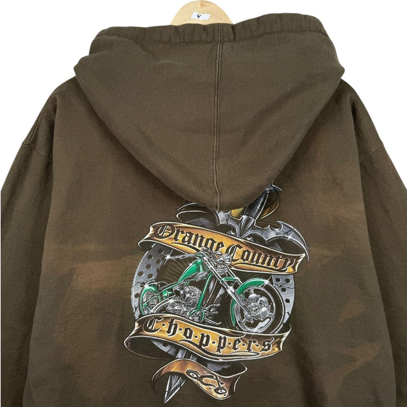 Vintage Ecko Unlimited Brown Zip Up Graphic Hoodie