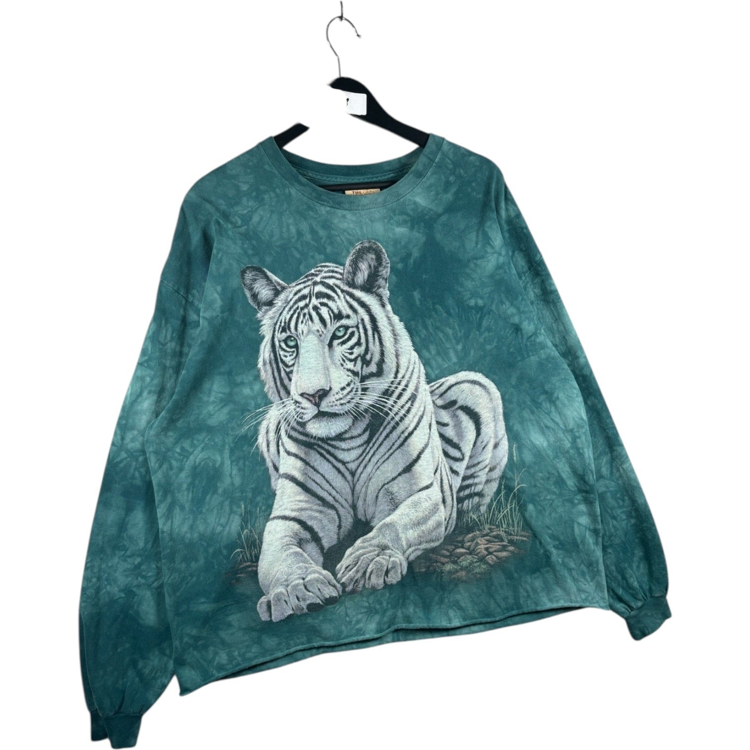 Vintage Tie Dye Tiger Graphic Print Long Sleeve