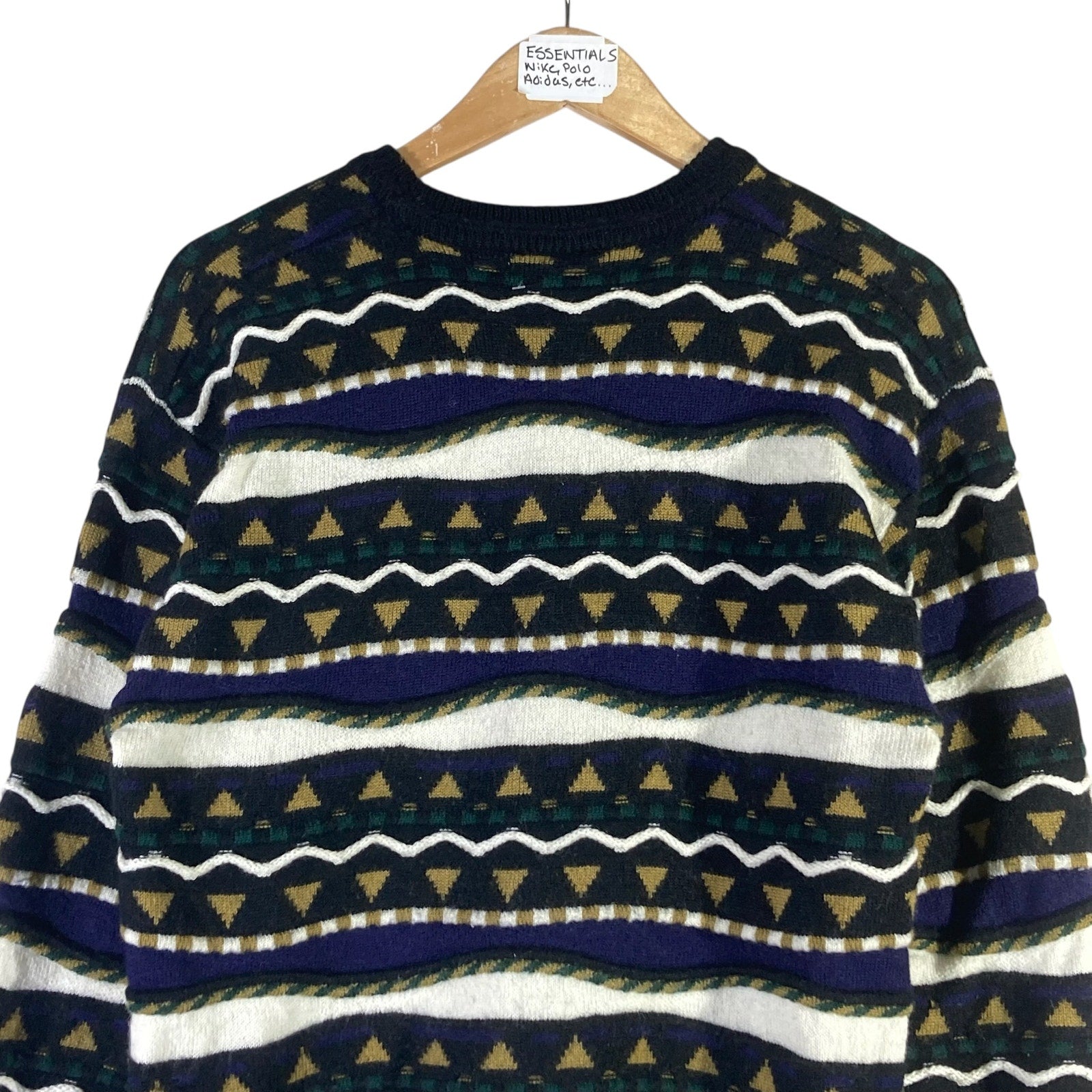 Vintage Abstract Striped 3D Knitted Sweater