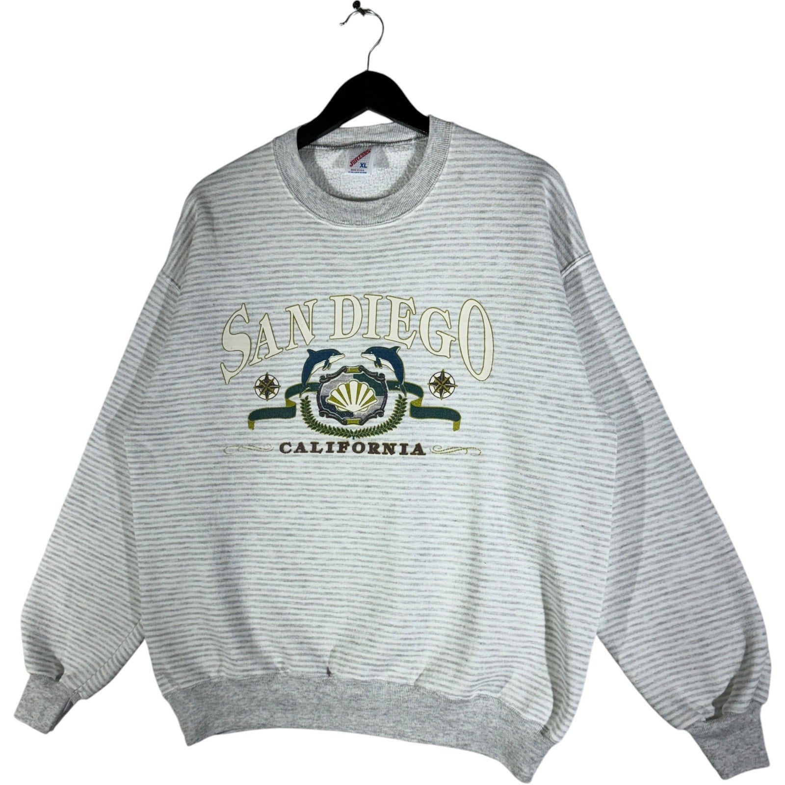 Vintage San Diego California Striped Souvenir Crewneck 90s