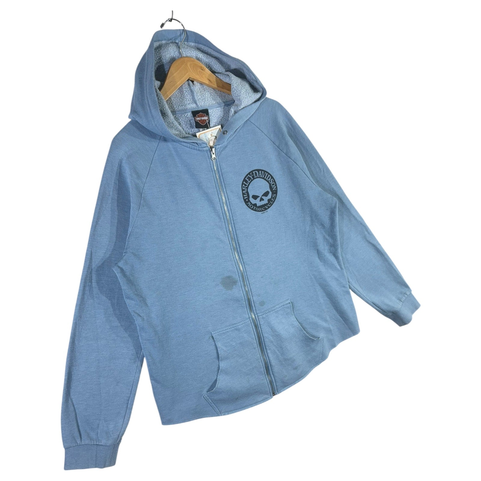 Vintage Harley Davidson Mini Skull Logo Full Zip Hoodie
