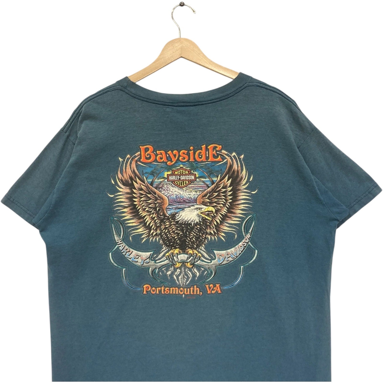 Vintage Harley Davidson Motorcycles Bald Eagle Tee