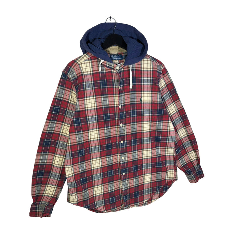 Vintage Polo Ralph Lauren Plaid Flannel Hooded Shirt Shacket Jacket