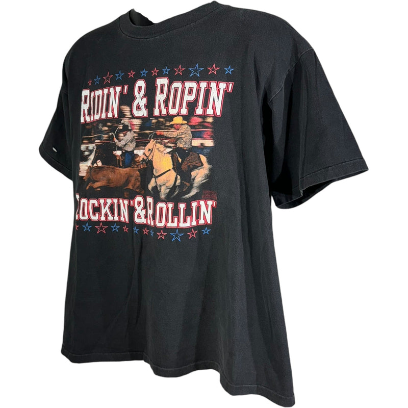 Vintage "Ridin' & Ropin', Rockin' & Rollin" Rodeo Tee 90s