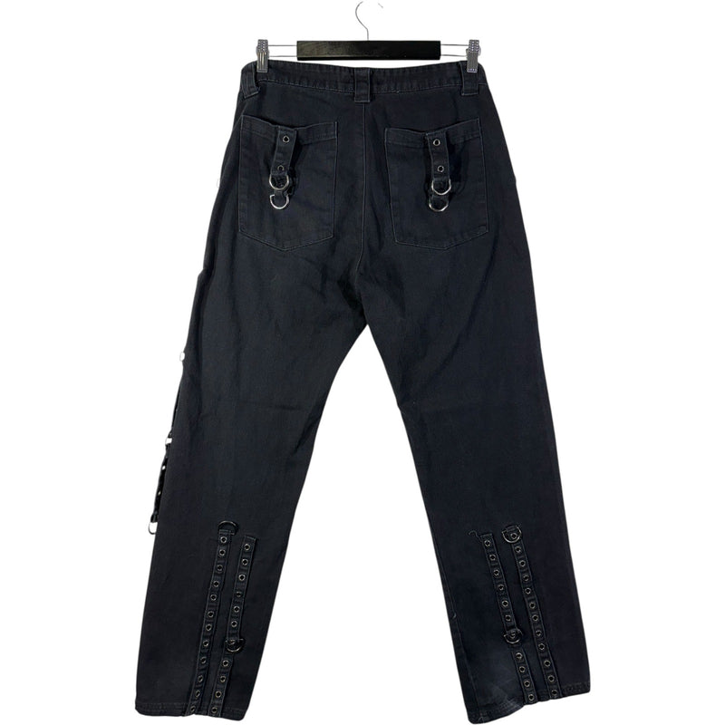 Vintage Fashion Victim Baggy Tactical Studded Straight Denim Jeans 33x31