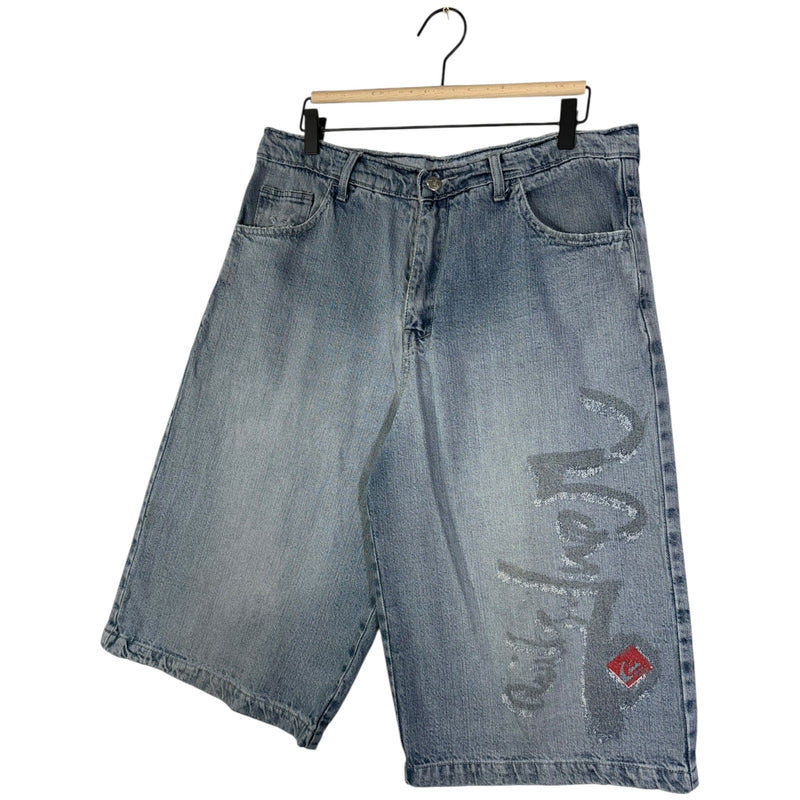 Vintage Straight Leg Printed Bermuda Denim Shorts