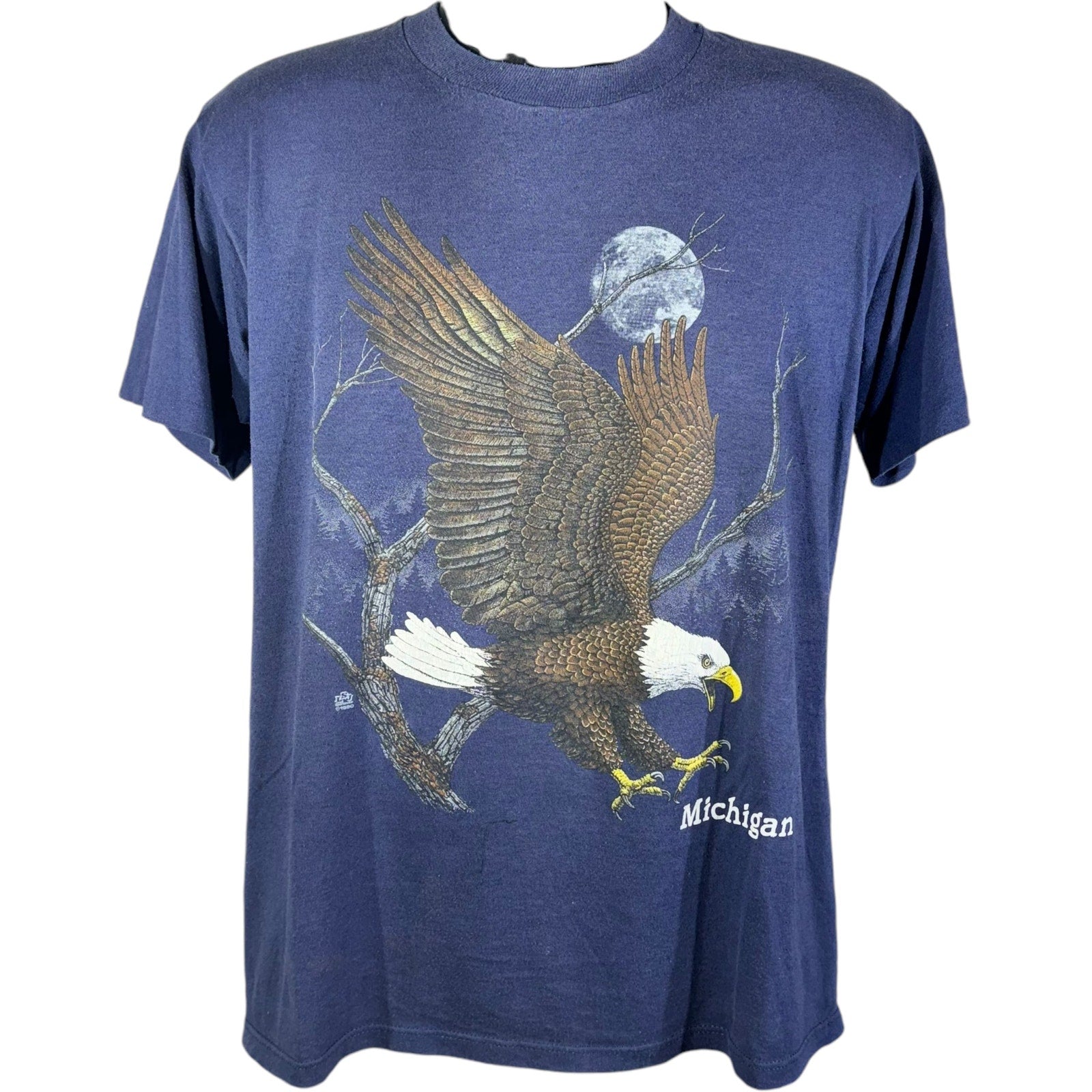 Vintage Michigan Bald Eagle Nature Souvenir Tee 90s