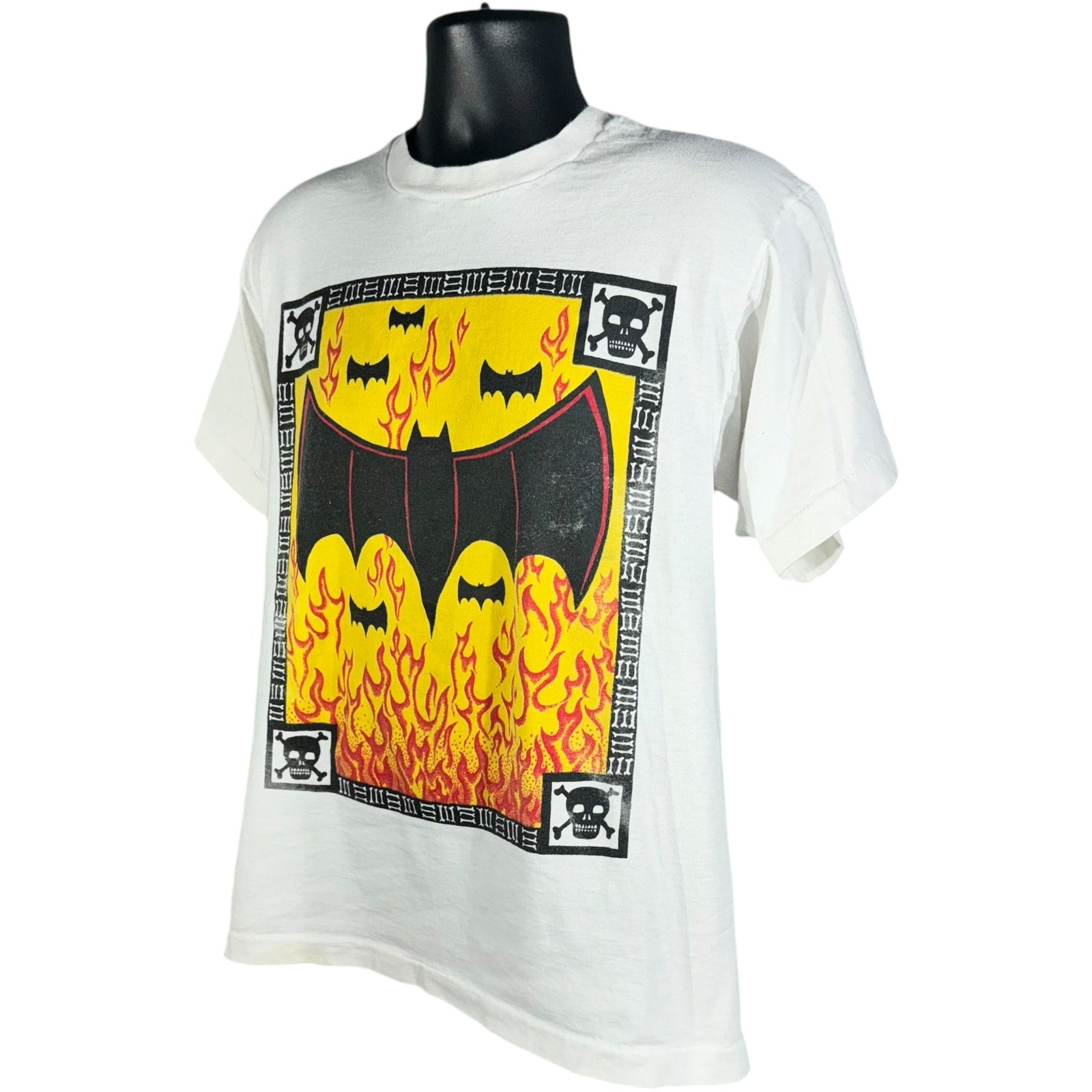 Vintage Bats In Flames Halloween Tee 90's