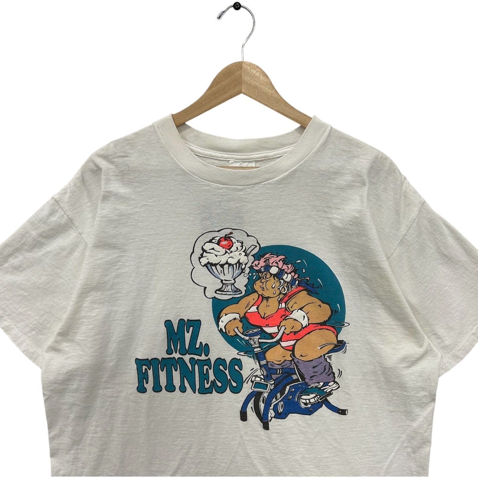 Vintage Mz. Fitness Cartoon Humor Novelty Tee