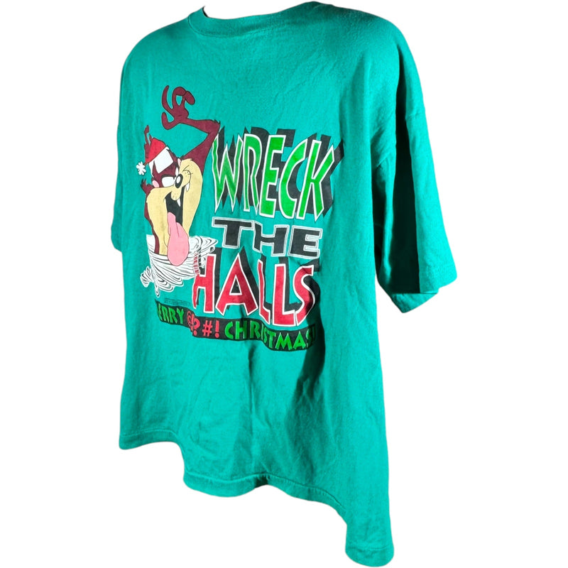 Vintage Looney Tunes Taz "Wreck The Halls" Christmas Tee