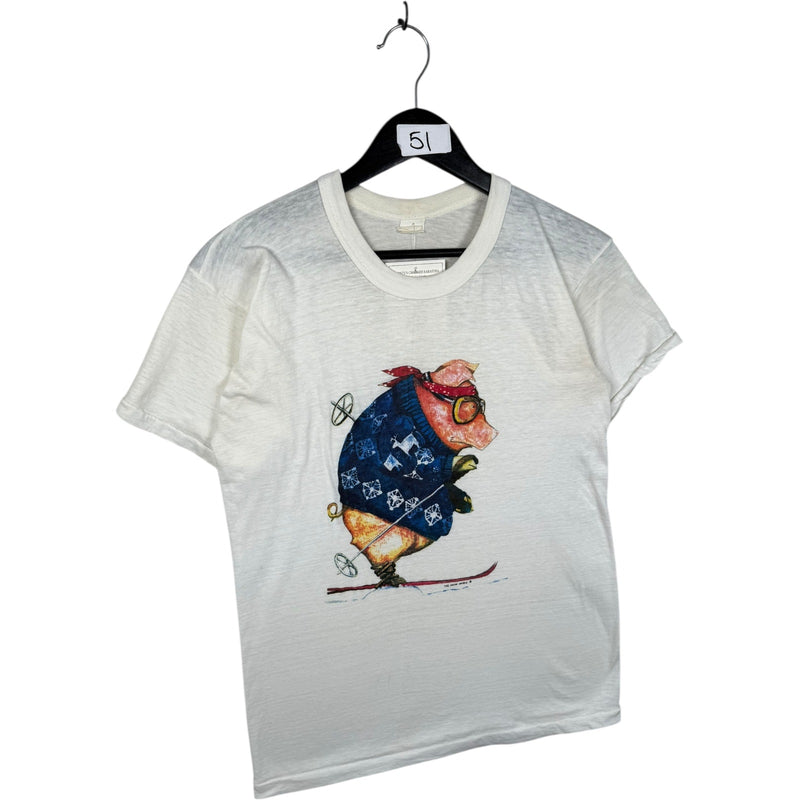 Vintage Skiing Pig T-Shirt