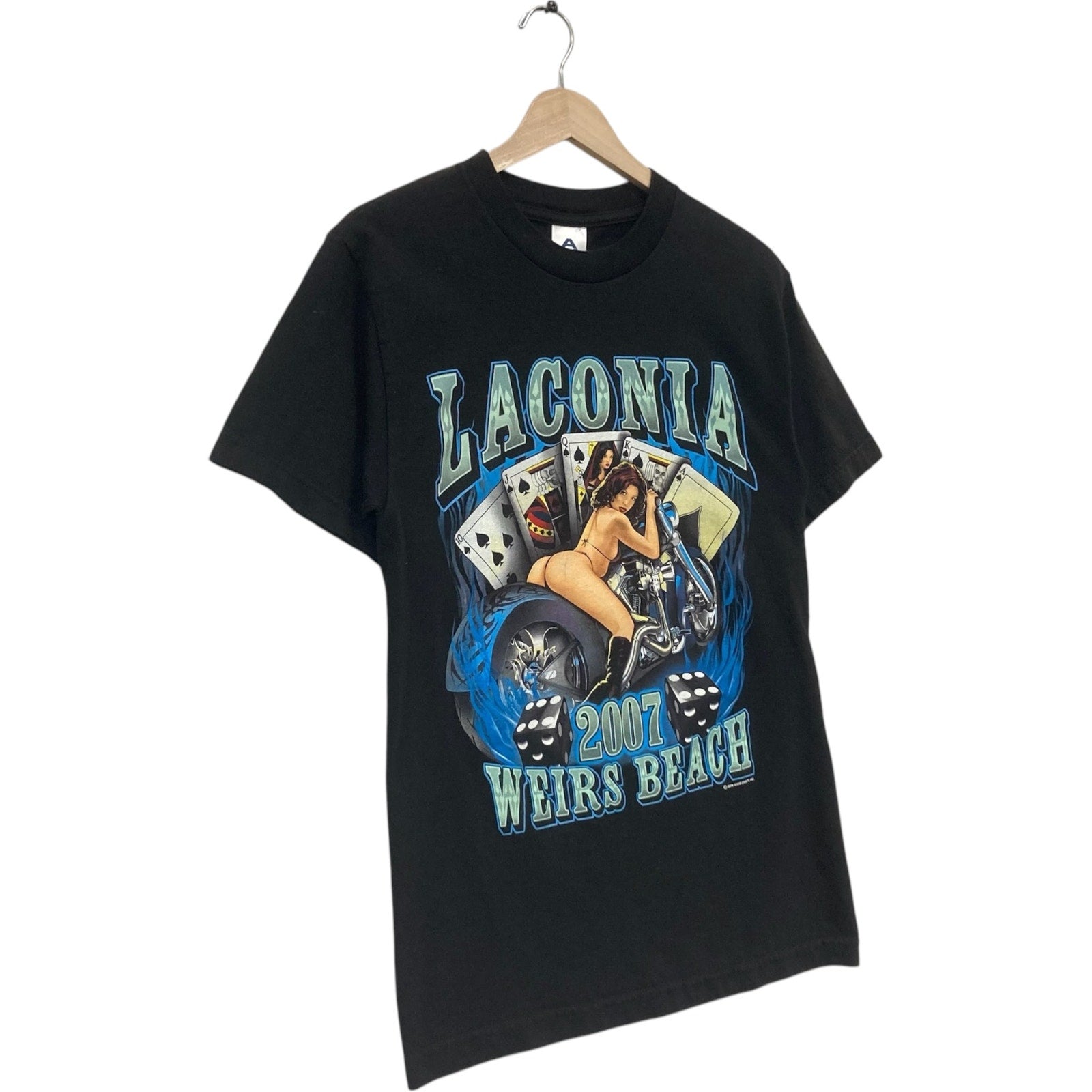 Laconia Weirs Beach Flaming Motorcycle Tee 2007