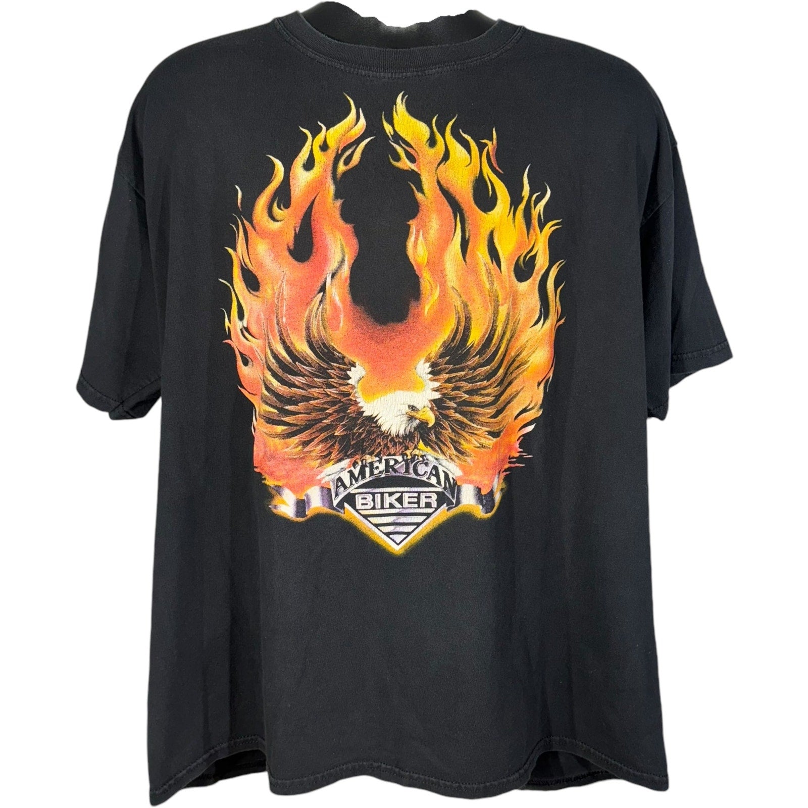 Vintage American Biker Flaming Eagle Tee