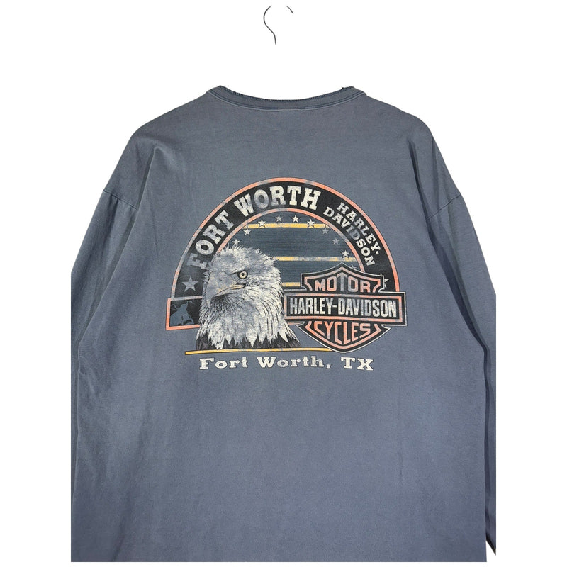 Vintage Harley Davidson Motorcycles Forth Worth Henley Long Sleeve