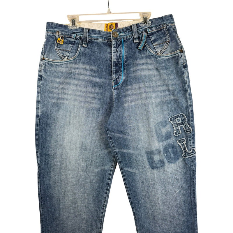 Vintage Cross Colours Embroidered Baggy Denim Jeans 38