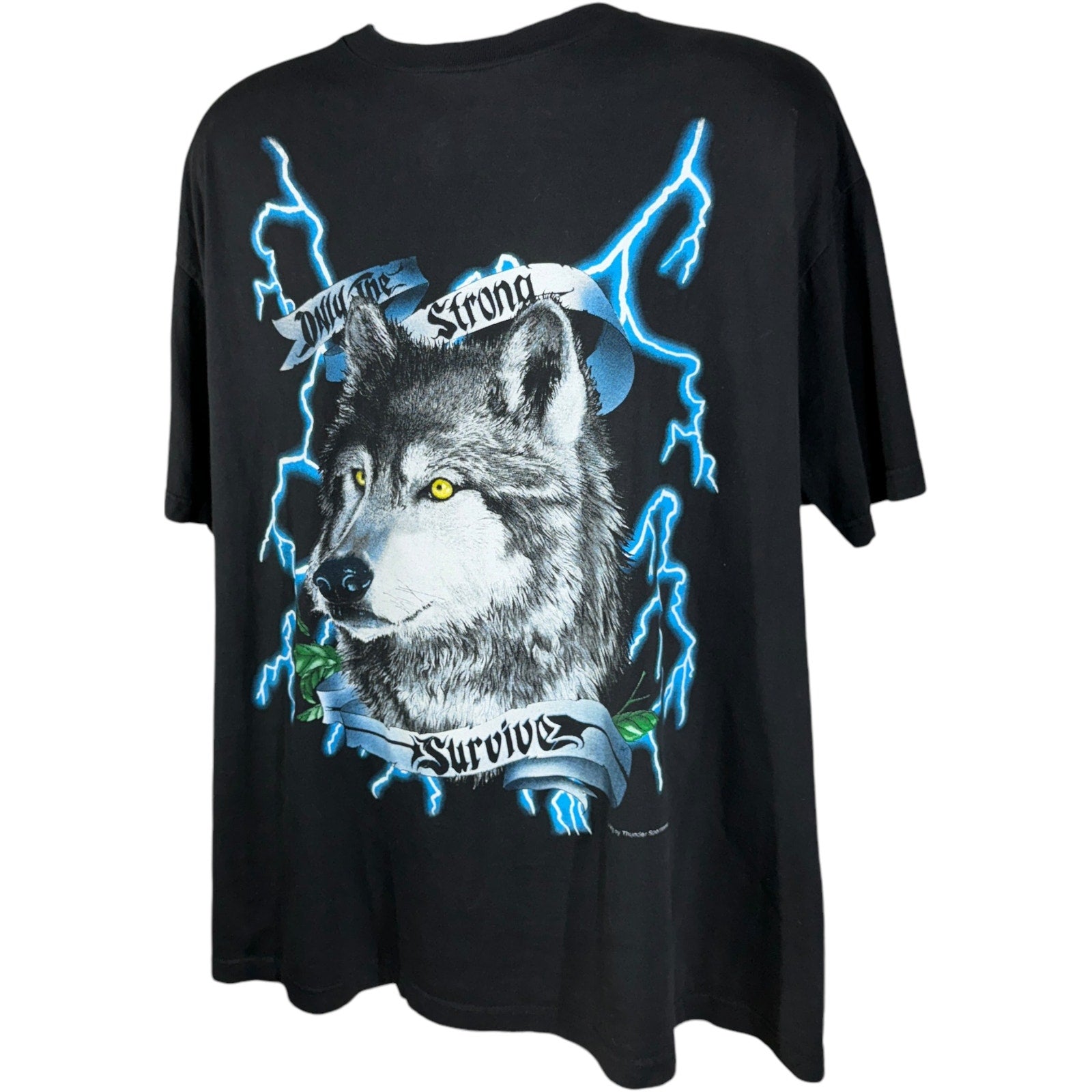 Vintage American Thunder "Only The Strong Survive" Wolf Lightning Tee