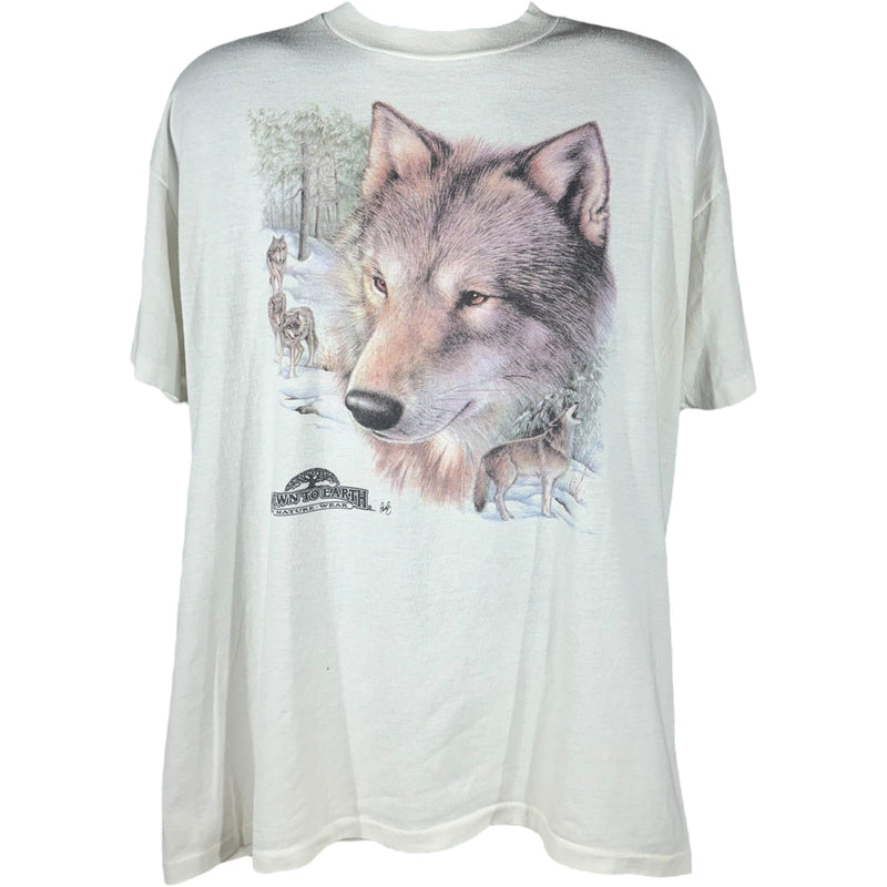 Vintage Down to Earth Wolf 3D Emblem Tee