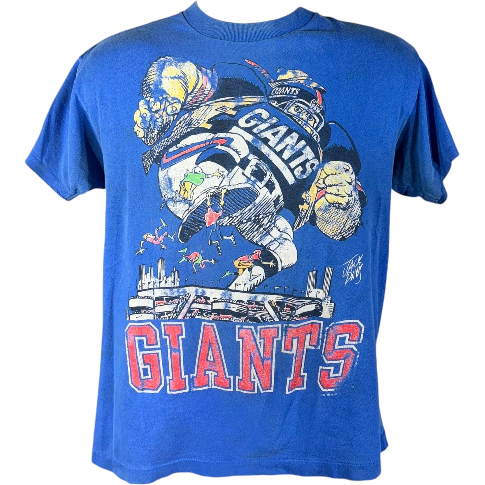 Vintage New York Giants Jim Davis Cartoon Art NFL Tee 90s