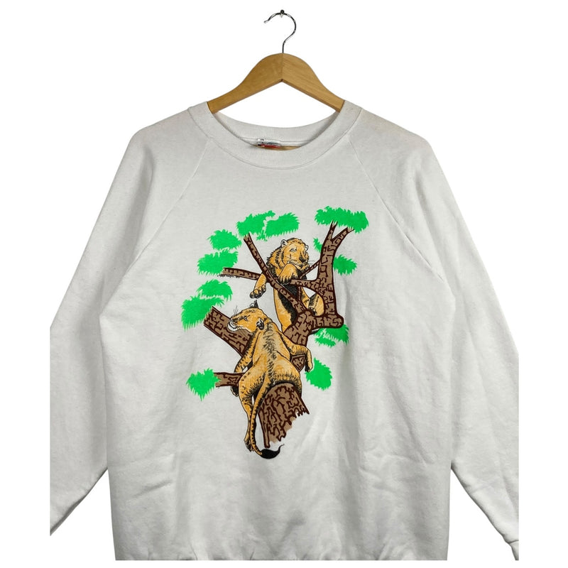 Vintage Jungle Lion Graphic Crewneck