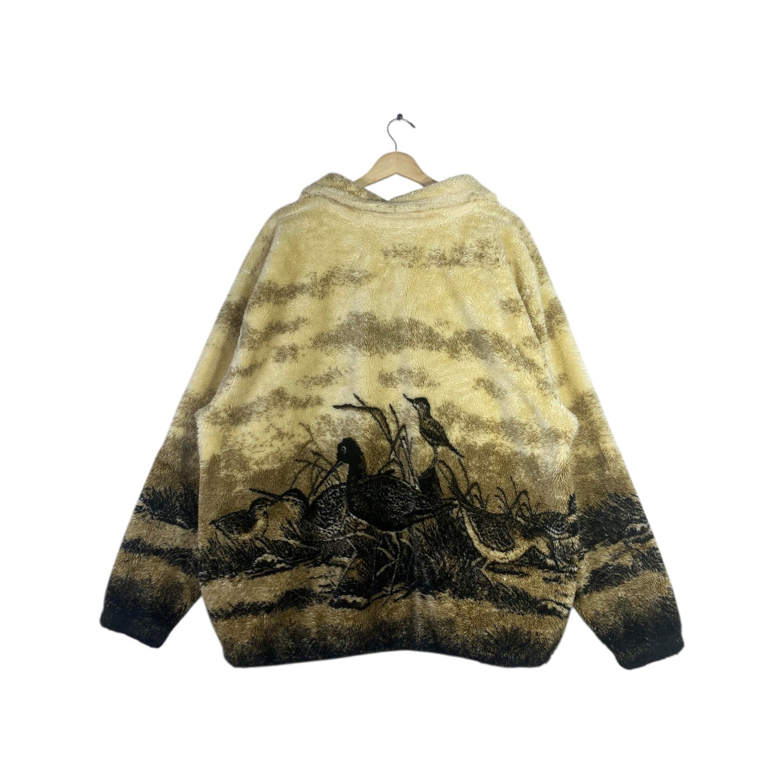 Vintage Fleece Allover Nature Print Outdoor Jacket