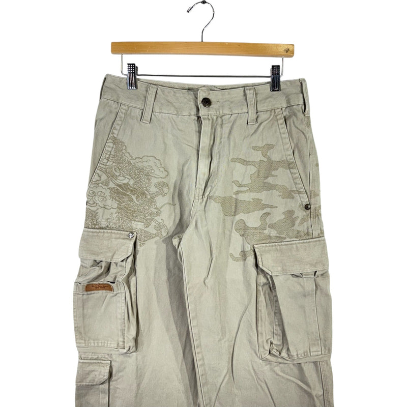 Y2K Embroidered Camo Cargo Pants 30