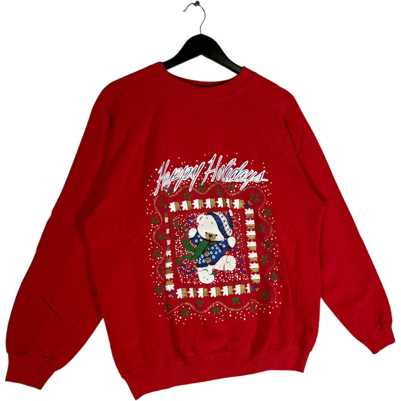 Vintage "Happy Holiday" Teddy Bear Christmas Crewneck