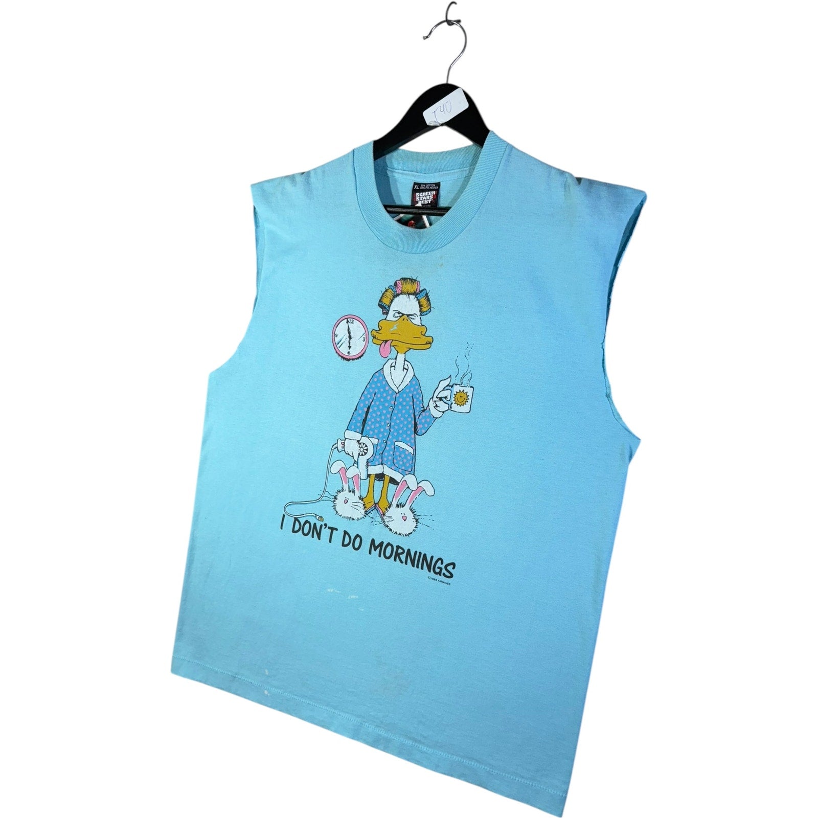 Vintage Screen Stars "Don't Do Mornings" Duck Cartoon Tank Top