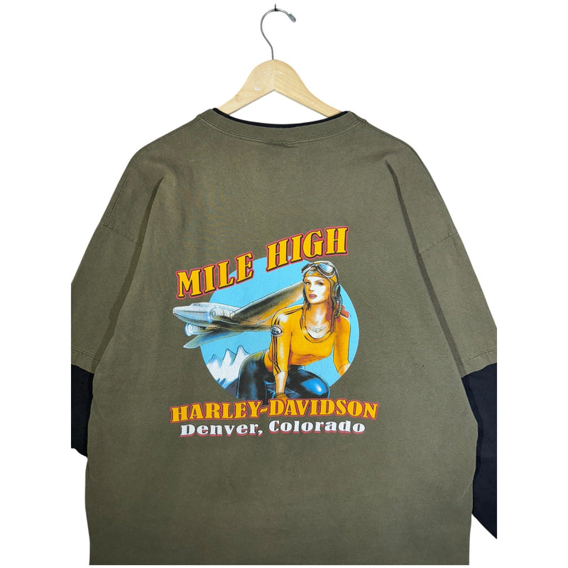 Vintage Harley Davidson Front Back Graphic Long Sleeve