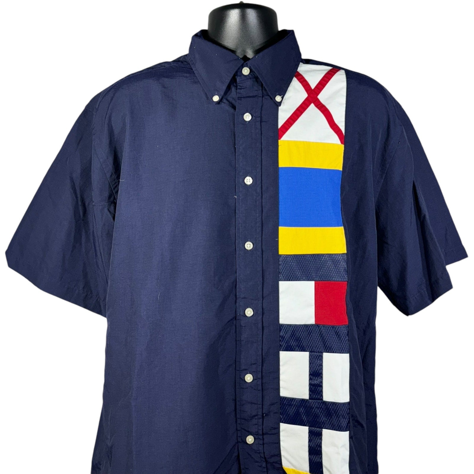 Vintage Tommy Hilfiger Nautical Flags Short Sleeve Button Up