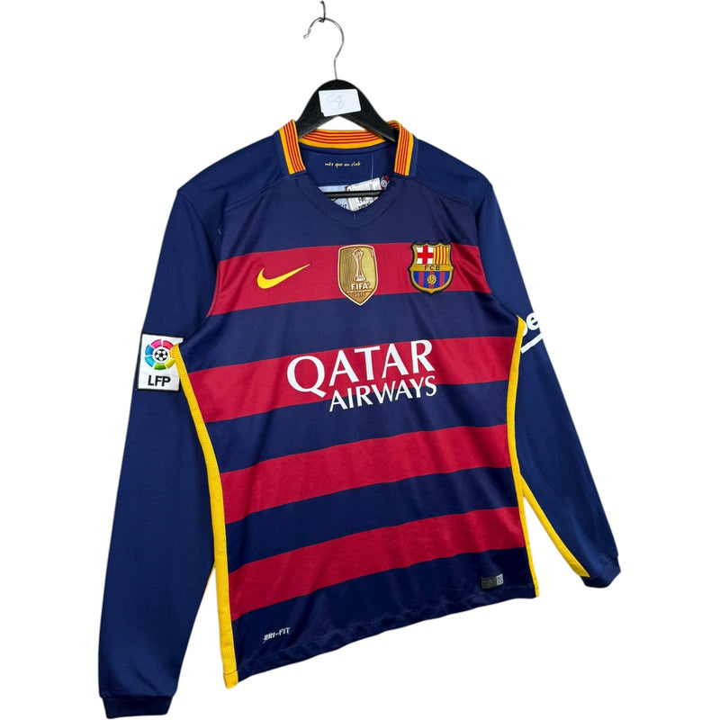 Vintage FC Barcelona Nike Qatar Airways 2015 FIFA Soccer Jersey