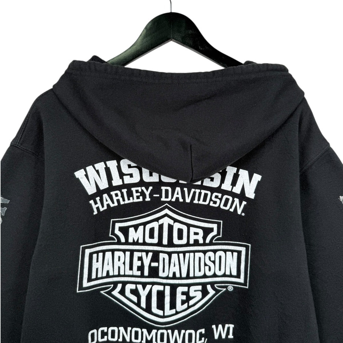 Vintage Harley Davidson Skull Graphic Zip Up Hoodie